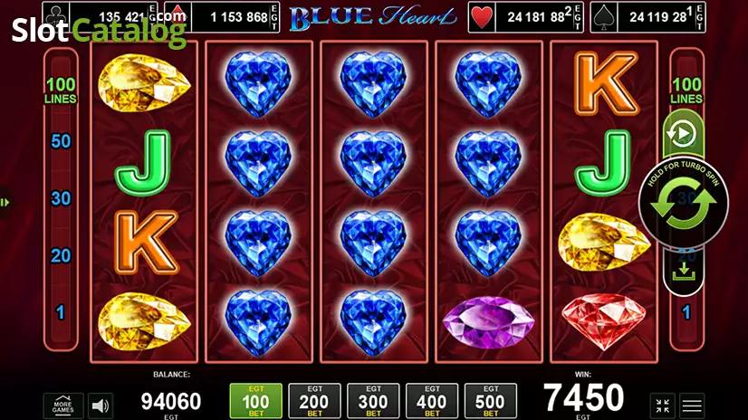 Blue Heart Big Win Screen